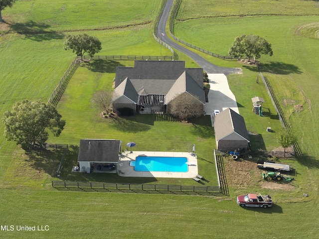 drone / aerial view with a rural view