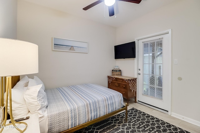 bedroom featuring ceiling fan