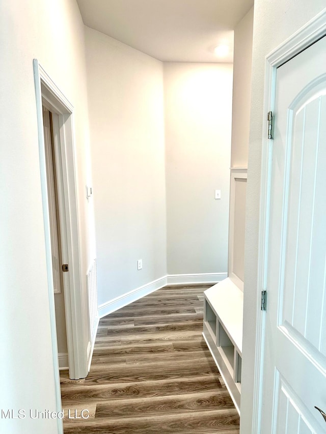 mudroom featuring dark hardwood / wood-style flooring