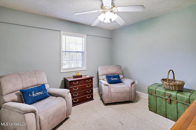 206 Southwind Dr, Richland, MS 39218 - sitting room featuring a ceiling fan, carpet floors, and baseboards