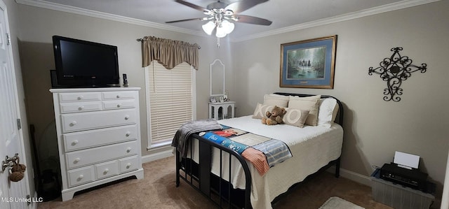 210 Jefferson Davis Blvd, Natchez, MS 39120 - carpeted bedroom with ornamental molding, baseboards, and ceiling fan