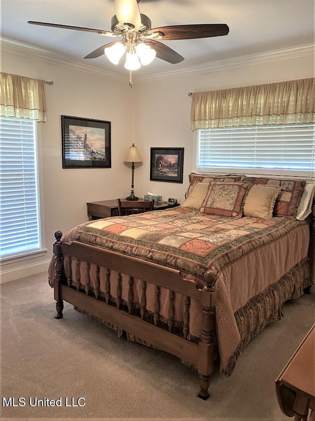 210 Jefferson Davis Blvd, Natchez, MS 39120 - carpeted bedroom with crown molding and ceiling fan