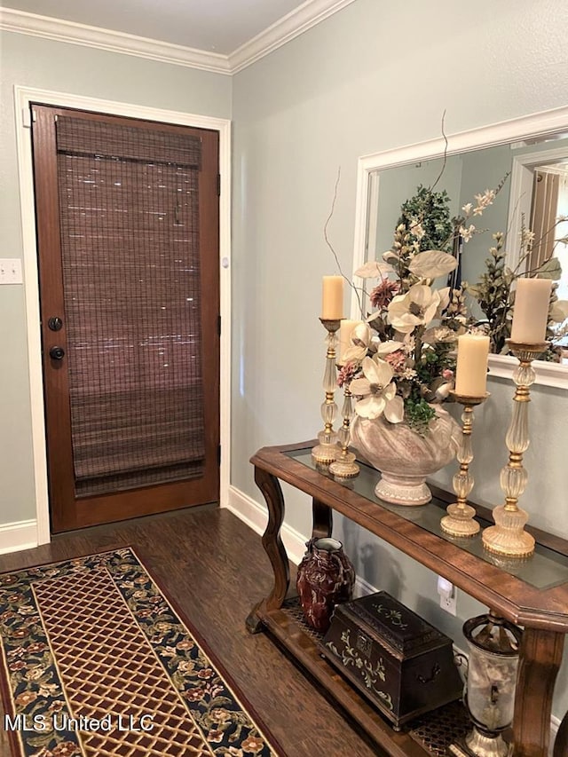 210 Jefferson Davis Blvd, Natchez, MS 39120 - entryway with wood finished floors, baseboards, and ornamental molding