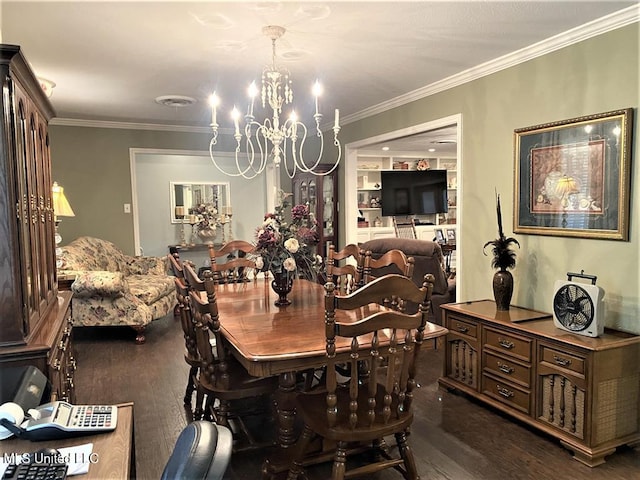 210 Jefferson Davis Blvd, Natchez, MS 39120 - dining area with a chandelier, dark wood finished floors, and ornamental molding