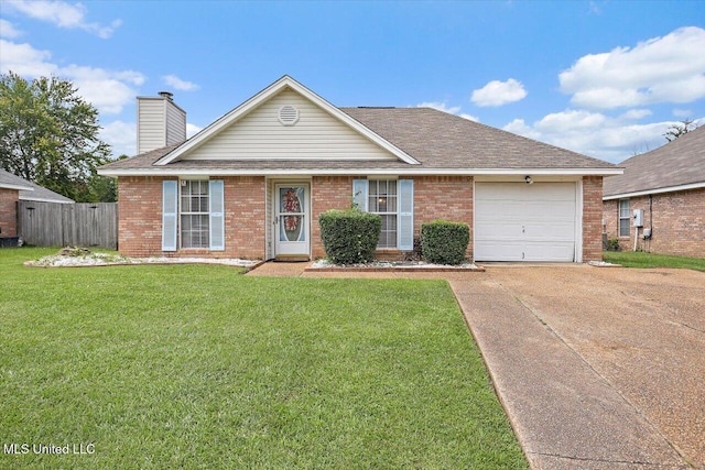2120 Meagan Dr, Byram, MS 39272 - view of front of house featuring driveway, brick siding, an attached garage, a chimney, and a shingled roof