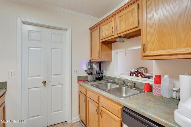 2120 Meagan Dr, Byram, MS 39272 - kitchen featuring ornamental molding, dishwasher, and light countertops