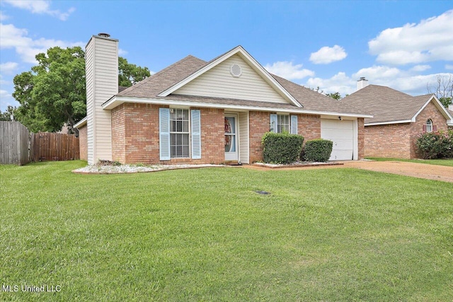 2120 Meagan Dr, Byram, MS 39272 - view of front facade with an attached garage, a chimney, brick siding, and concrete driveway