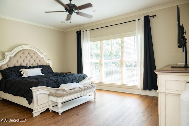 105 Bridgeton Way, Canton, MS 39046 - bedroom with ornamental molding, wood finished floors, and ceiling fan