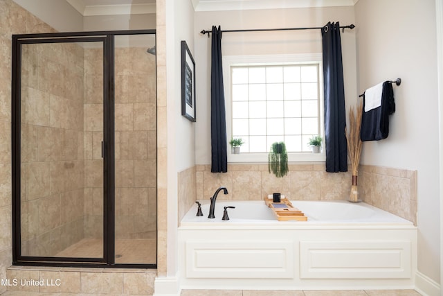105 Bridgeton Way, Canton, MS 39046 - full bath featuring a shower stall, a garden tub, and ornamental molding