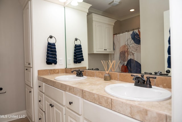 105 Bridgeton Way, Canton, MS 39046 - full bath featuring double vanity, ornamental molding, and recessed lighting