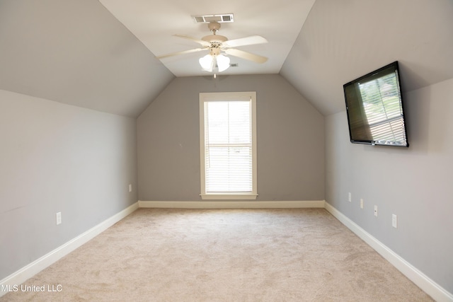 105 Bridgeton Way, Canton, MS 39046 - additional living space with a ceiling fan, light colored carpet, and vaulted ceiling