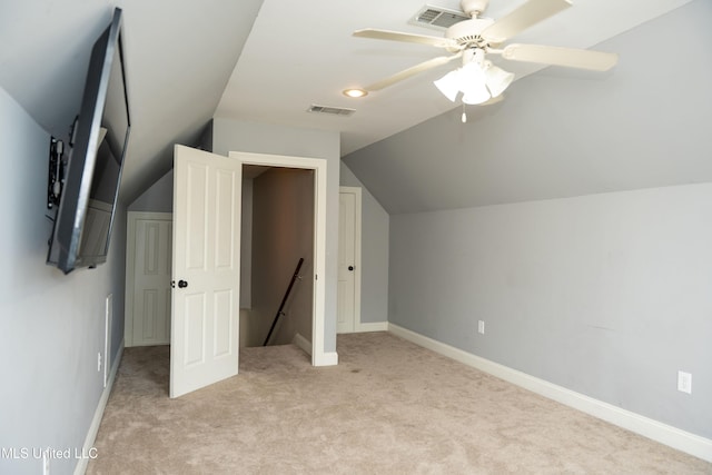 105 Bridgeton Way, Canton, MS 39046 - additional living space featuring light colored carpet, lofted ceiling, and a ceiling fan