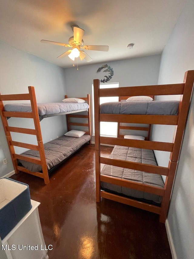 bedroom featuring ceiling fan