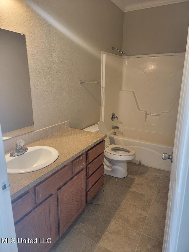 13497 Artes St, Gulfport, MS 39503 - full bath with vanity, shower / bathtub combination, toilet, and crown molding