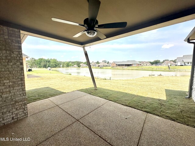 3755 Roland Dr, Southaven, MS 38672 - view of patio featuring a water view and a ceiling fan