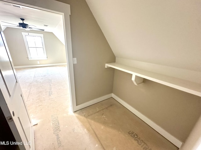 3755 Roland Dr, Southaven, MS 38672 - spacious closet featuring lofted ceiling and a ceiling fan