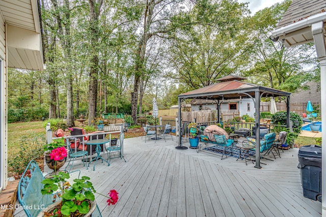 deck featuring a gazebo