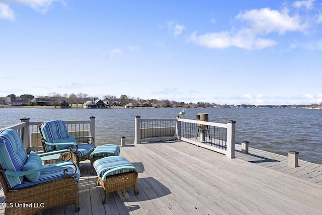 dock area with a water view