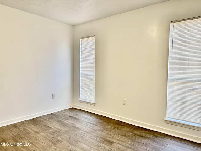 unfurnished room with wood-type flooring