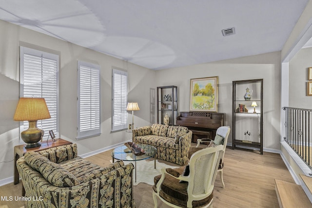 living room with light wood-type flooring