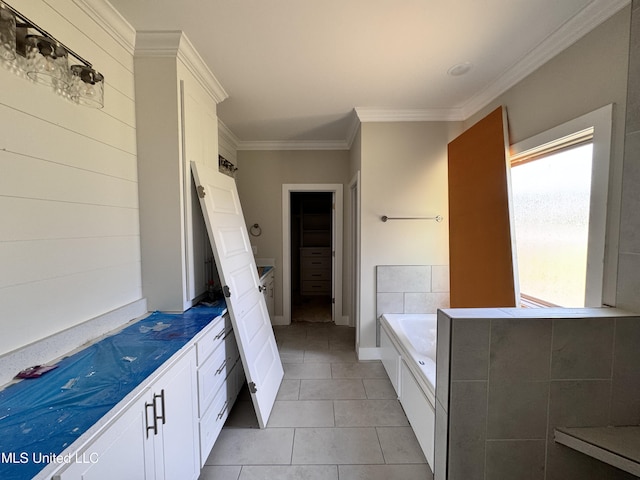 652 Prosperity Pl, Brandon, MS 39042 - full bathroom with a bath, tile patterned flooring, ornamental molding, and a closet