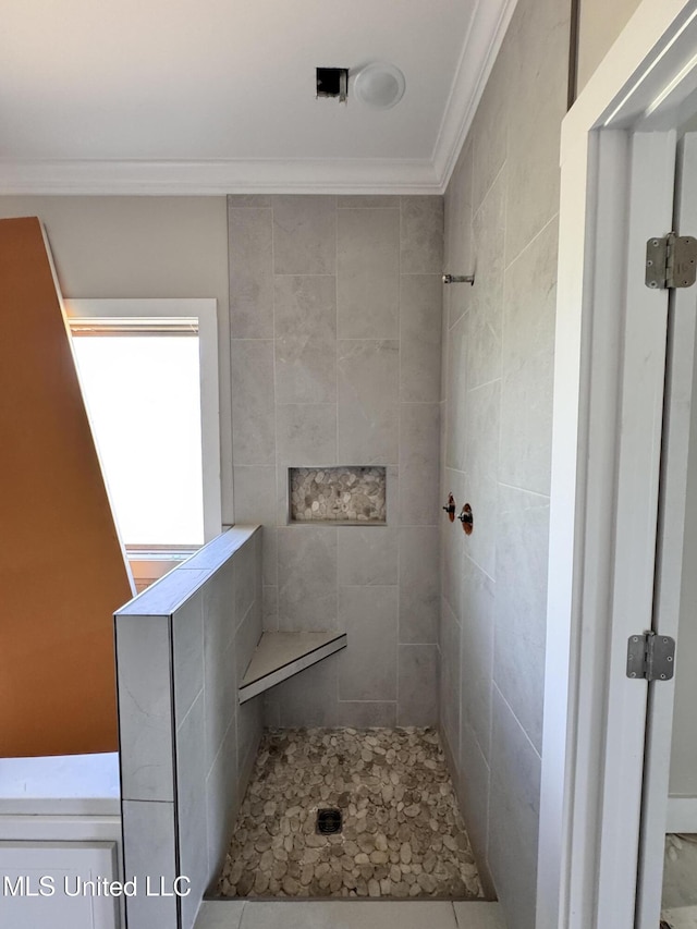 652 Prosperity Pl, Brandon, MS 39042 - full bathroom with ornamental molding and a tile shower