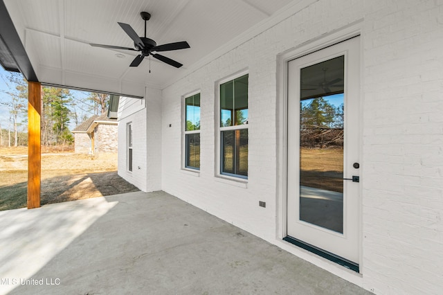 view of patio with ceiling fan