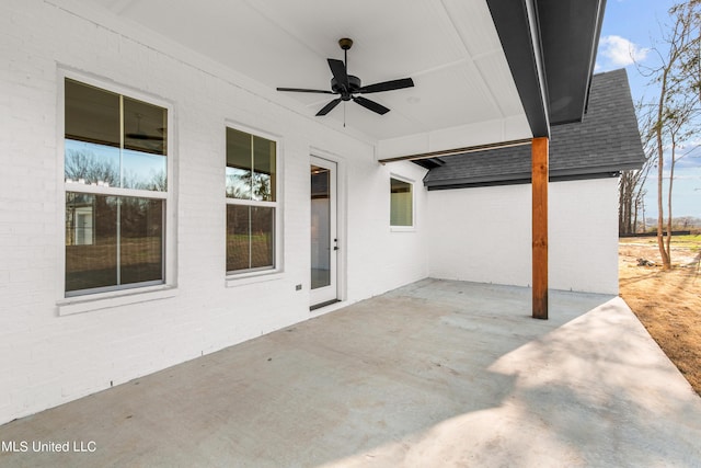 view of patio / terrace featuring a ceiling fan