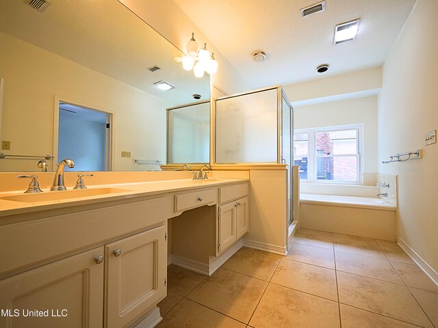 7869 Hilo Way, Diamondhead, MS 39525 - bathroom with tile patterned flooring, double vanity, a shower stall, and a bath