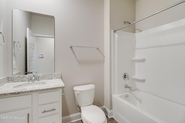6253 Sandhill Cv, Ocean Springs, MS 39564 - bathroom featuring toilet, baseboards, vanity, and  shower combination