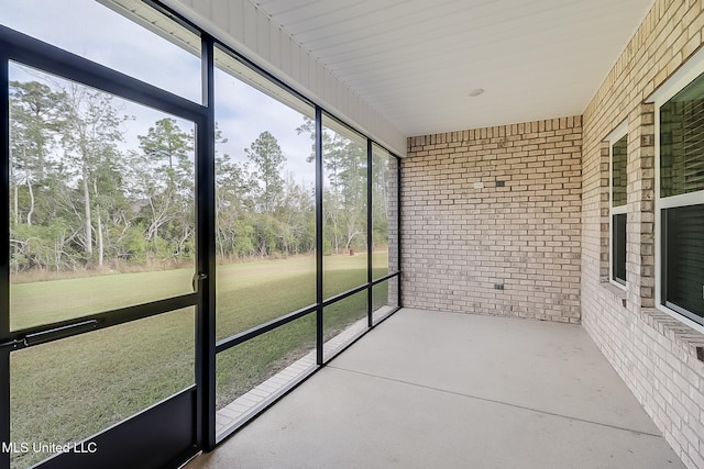 view of unfurnished sunroom