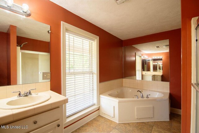 290 Abigail Ln, Bentonia, MS 39040 - full bath featuring baseboards, a garden tub, vanity, and a textured ceiling