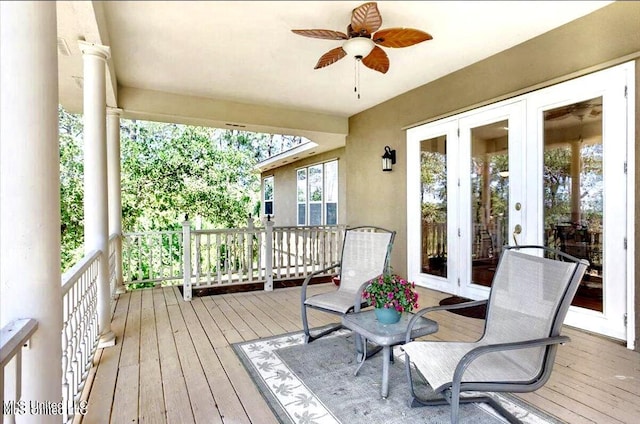 6301 Mary Mahoney Dr, Ocean Springs, MS 39564 - wooden deck featuring french doors and a ceiling fan