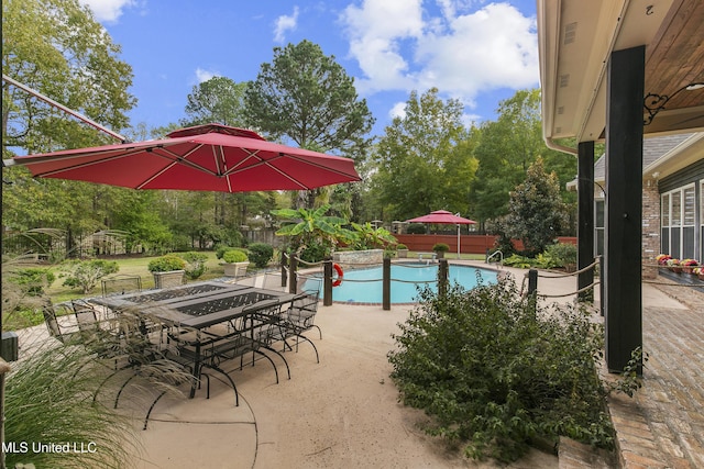 view of pool featuring a patio area