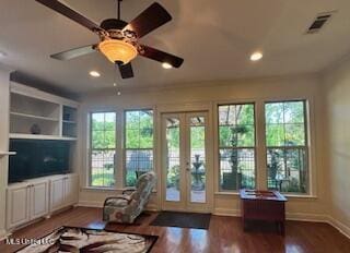 3808 Acadian Village Dr, Ocean Springs, MS 39564 - doorway to outside with healthy amount of natural light, baseboards, wood finished floors, recessed lighting, and french doors