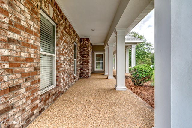 view of patio featuring a porch