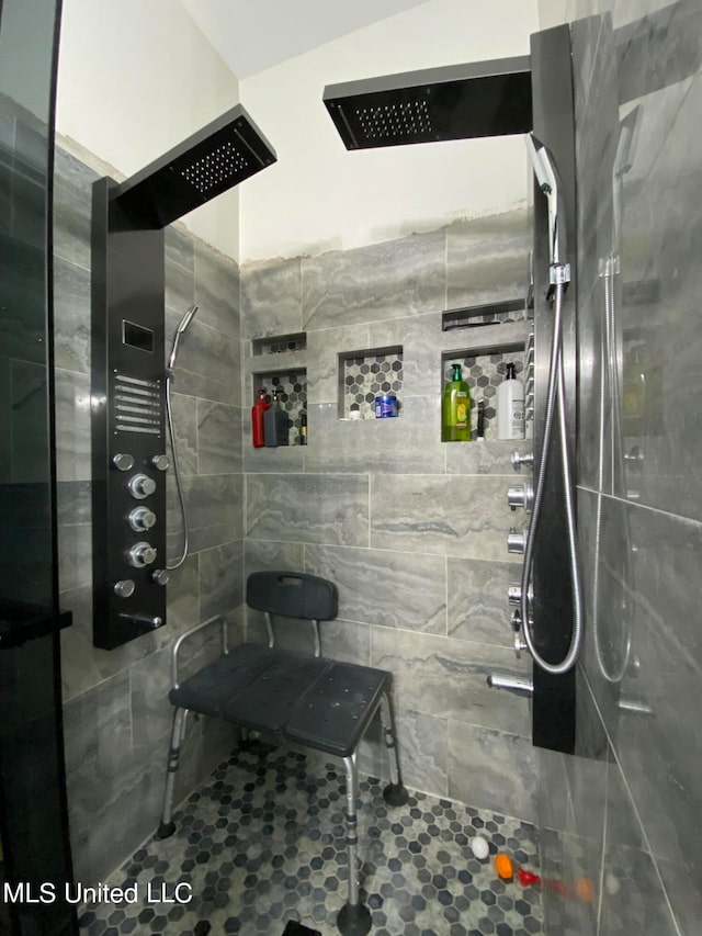 bathroom with tile patterned flooring