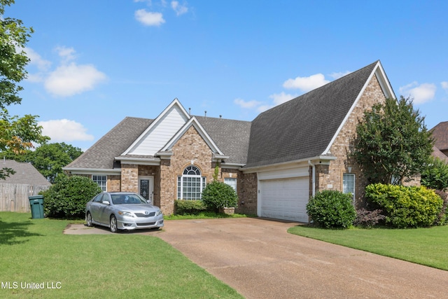 8436 Ansley Park Ln, Southaven, MS 38672 - view of front of house with brick siding, a front lawn, roof with shingles, and concrete driveway