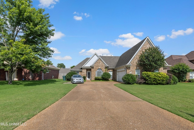 8436 Ansley Park Ln, Southaven, MS 38672 - view of front of house featuring an attached garage, concrete driveway, brick siding, and a front lawn