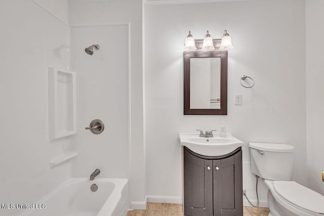 216 Buena Vista Dr, Long Beach, MS 39560 - bathroom with shower / tub combination, toilet, vanity, and baseboards
