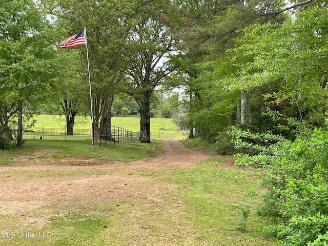 view of yard with a rural view