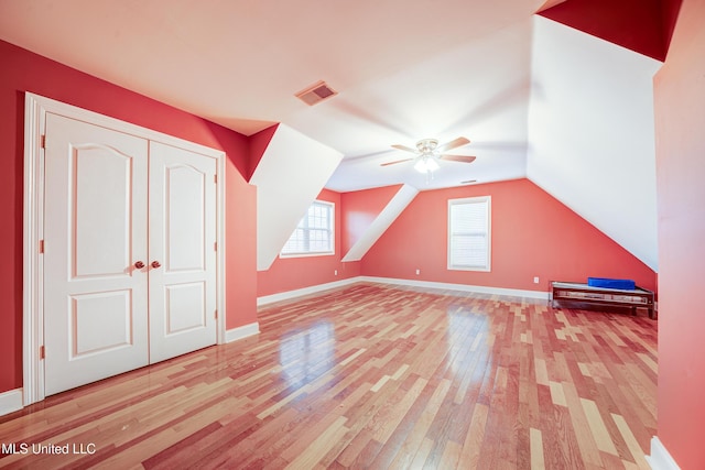 9480 Miranda Dr, Olive Branch, MS 38654 - bonus room featuring wood-type flooring, a ceiling fan, and vaulted ceiling