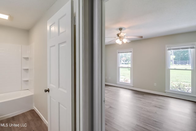 interior space featuring dark wood-type flooring and a textured ceiling