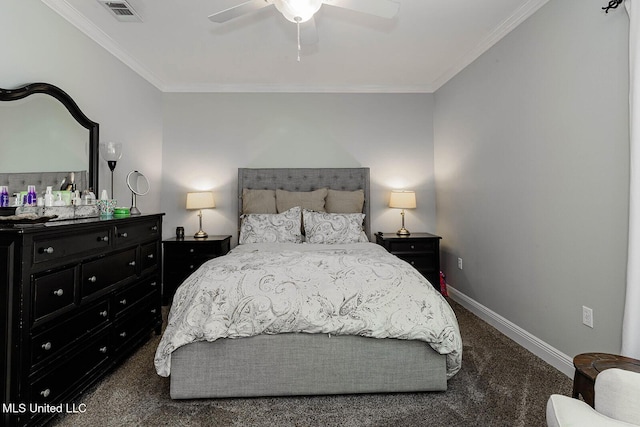 118 Armand Oaks, Ocean Springs, MS 39564 - carpeted bedroom with ornamental molding, baseboards, and ceiling fan