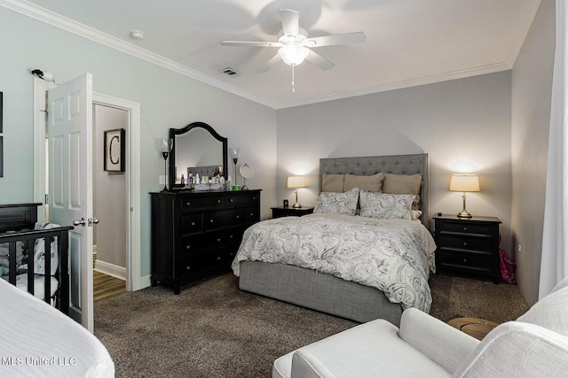 118 Armand Oaks, Ocean Springs, MS 39564 - carpeted bedroom featuring ornamental molding, baseboards, and a ceiling fan