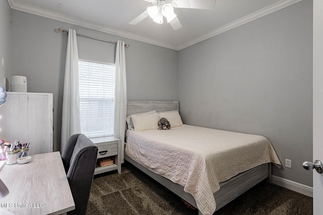118 Armand Oaks, Ocean Springs, MS 39564 - carpeted bedroom featuring crown molding, an office area, ceiling fan, and baseboards