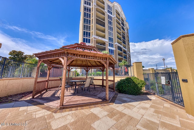 view of patio / terrace with a gazebo