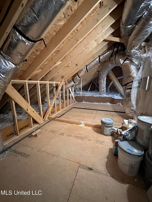 view of unfinished attic