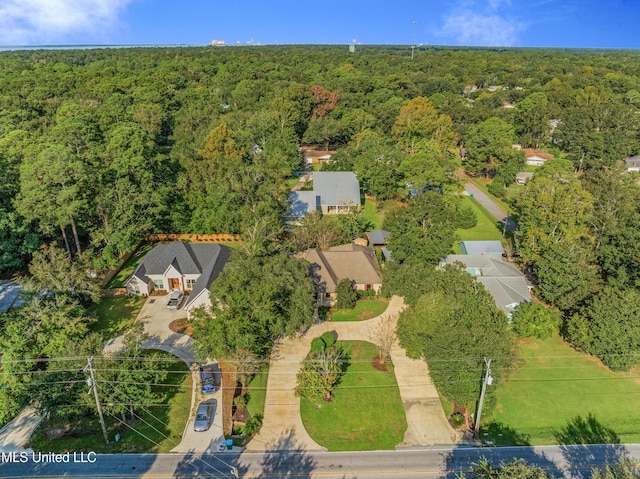 aerial view featuring a forest view