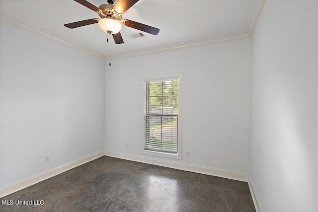 104 Glenwild Trl, Canton, MS 39046 - empty room featuring ornamental molding, a ceiling fan, and concrete floors